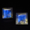 10x10 mm Princess Cut Squar - AAAA - High Quality Awesome - Rainbow MOONSTONE - Super Sparkle Full Blue Fire Nice Clean 2 pcs